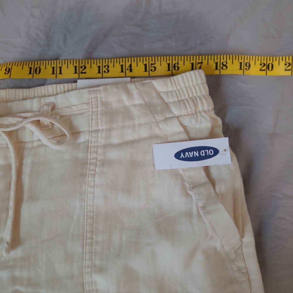 NWT Old Navy Women's SZ LG. BEIGE PULLON    cotton shorts w/pockets tie casual‎ - Picture 5 of 9